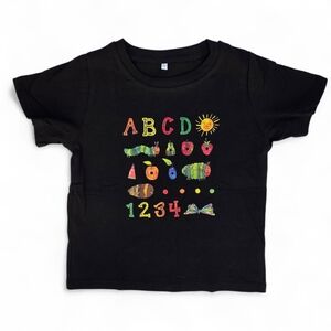 Colorful ABCD Graphic Black T-Shirt